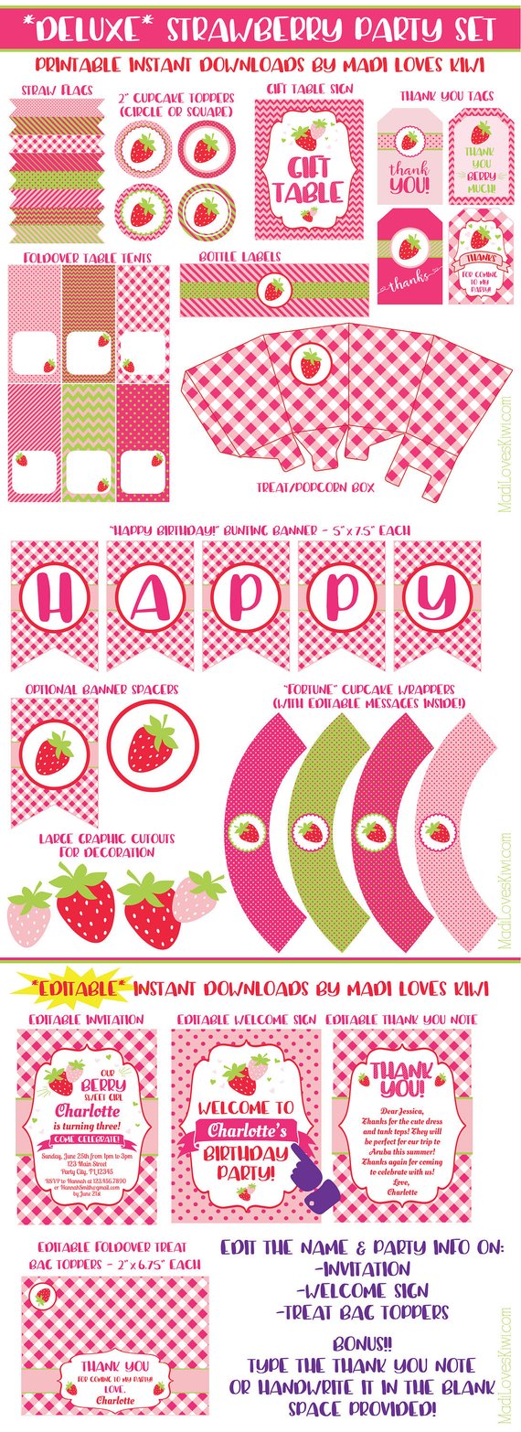 Strawberry Party, Strawberry Birthday, Berry Labels, Pringles Label,  Personalised Pringles Labels, Berry Invitation, Strawberry Party Decor